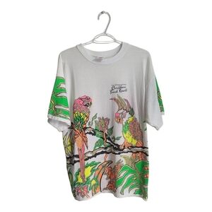 Vintage Disney Carribean Resort All Over Print Parrot T Shirt Disney Wear Medium